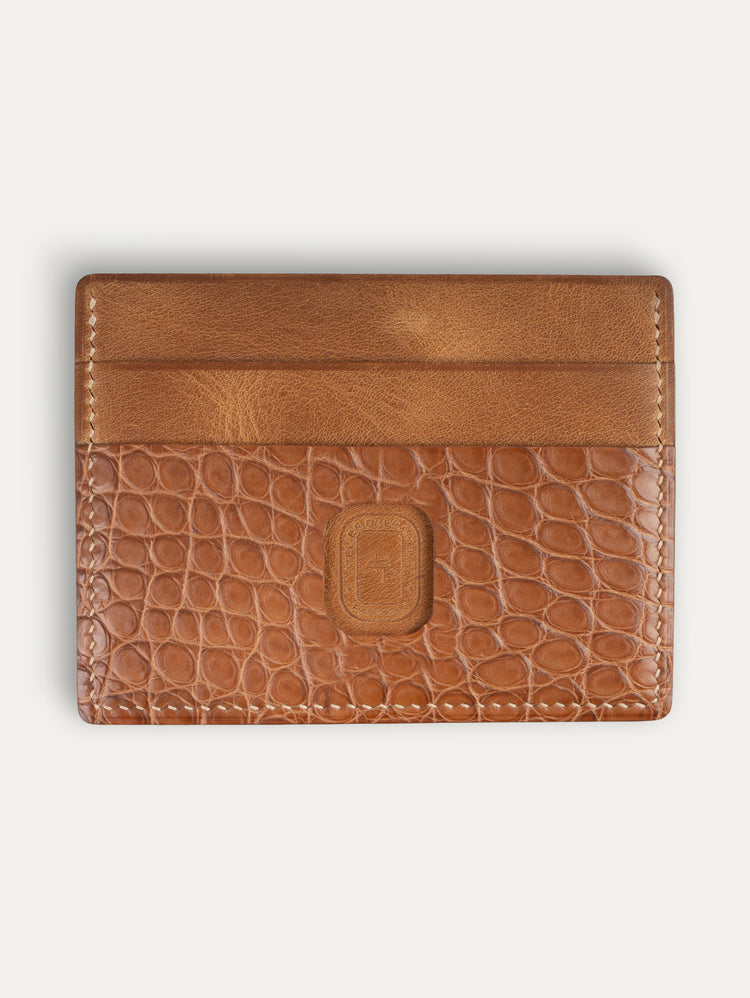 Essential Leather Bank Card Holder - Alligator
