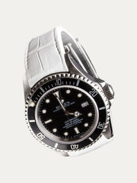 Rolex – Bracelet-montre cuir R Strap – Alligator couture blanche (noir, marron, bleu, blanc, kaki clair)
