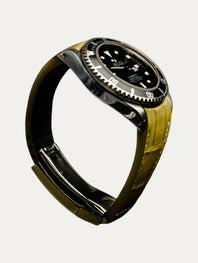 Rolex – Bracelet-montre cuir R Strap – Alligator couture blanche (noir, marron, bleu, blanc, kaki clair)