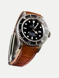 Rolex – Bracelet-montre cuir R Strap – Alligator couture blanche (noir, marron, bleu, blanc, kaki clair)