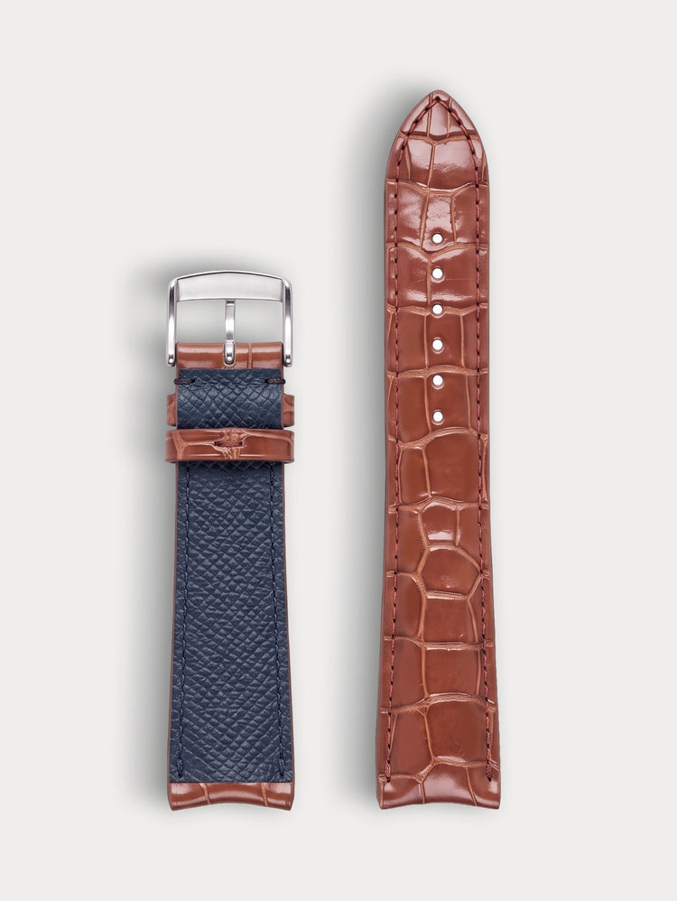 Bracelet Rolex Perpetual Padellone en alligator brillant marron