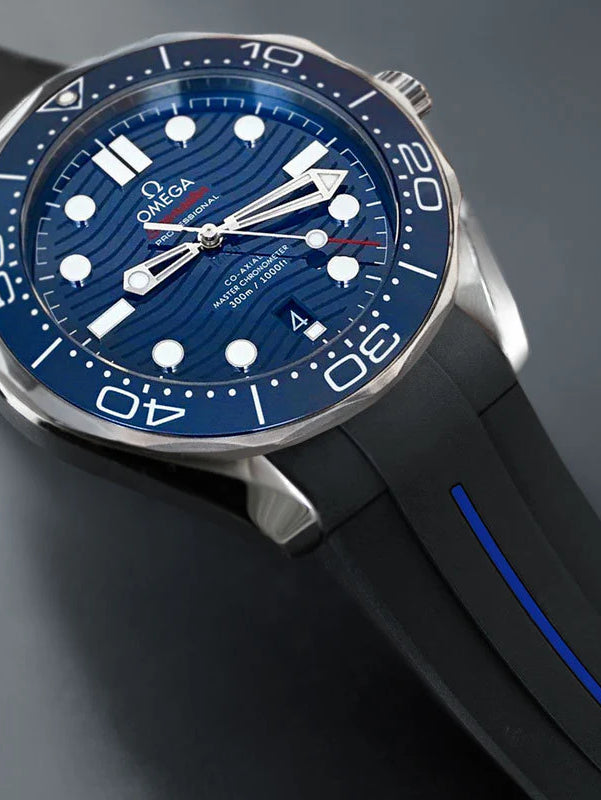 Omega - Rubber B - Bracelet caoutchouc pour Seamaster 300 - Série boucle ardillon