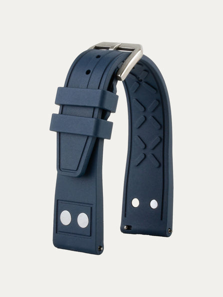 Bracelet-montre caoutchouc type IWC Pilot à rivets - Rubber (noir, gris, bleu, vert, marron...)
