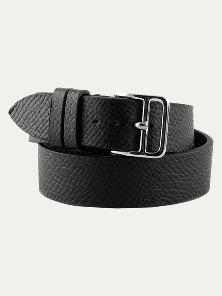 Bracelet ornemental cuir type Hermès - Veau grainé (noir, blanc, marron foncé, marron moyen, marron caramel, rouge, orange, rose, violet pâle)