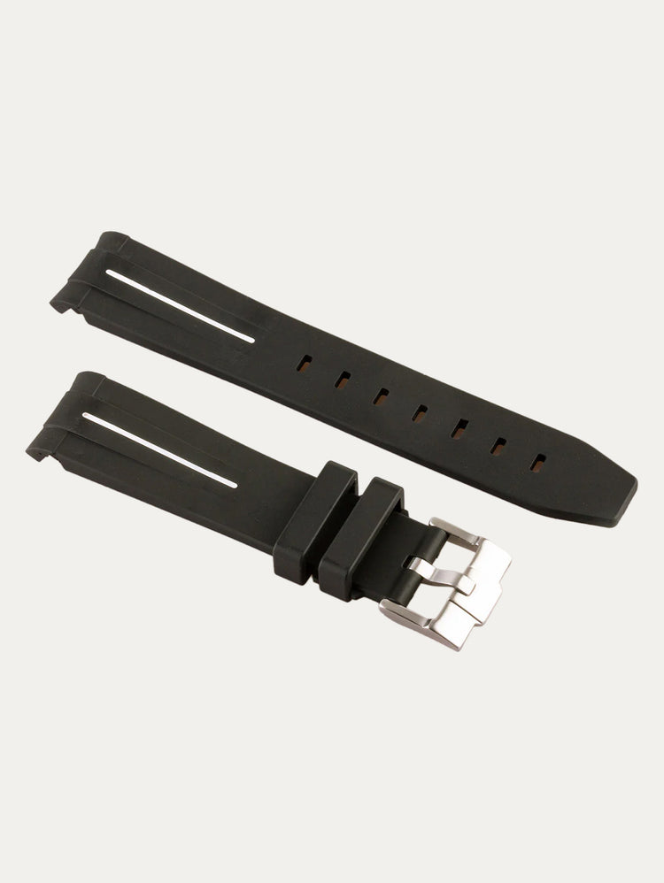 Rolex – Integrated FKM Rubber Watch Strap with Pin Buckle – Striped Black Rubber