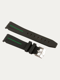 Rolex – Integrated FKM Rubber Watch Strap with Pin Buckle – Striped Black Rubber