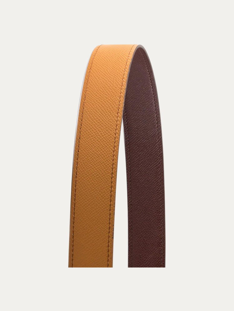 Hermès-style reversible belt - Two-tone grained calfskin