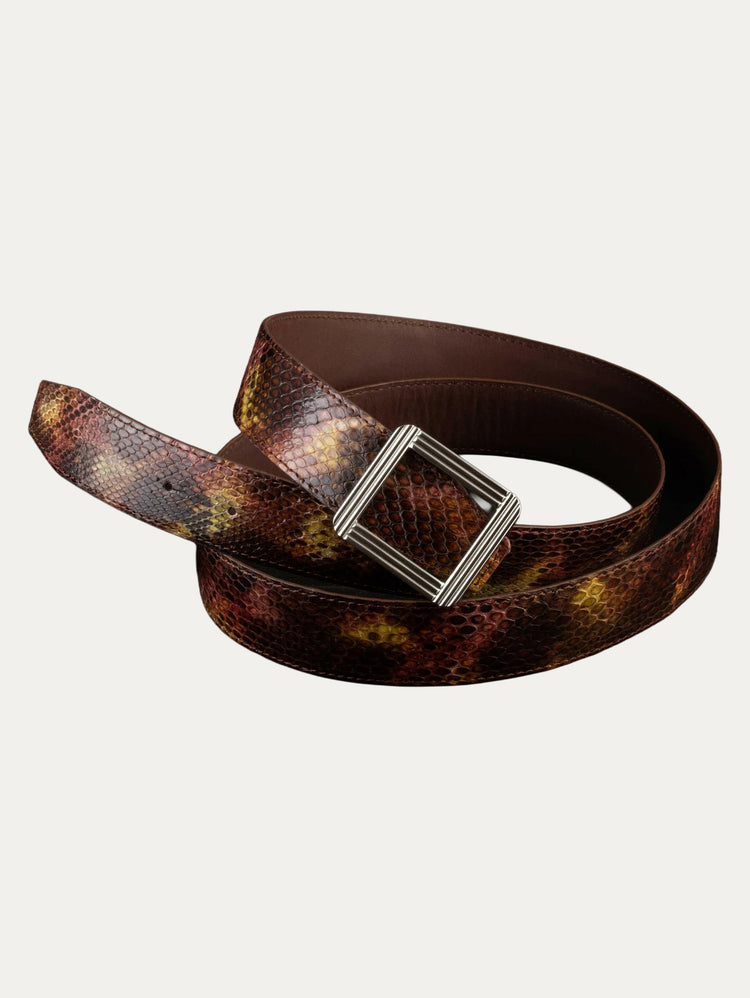 ABP leather belt + steel buckle – Glossy python