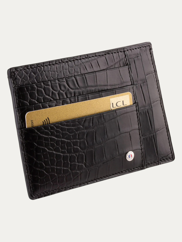 XXL Credit Card Holder "Essential Black Alligator" - Alligator / Crocodile