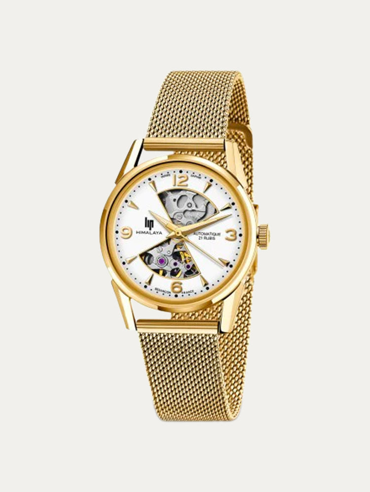 Montre Lip - Himalaya 33mm sablier maille milanaise dorée