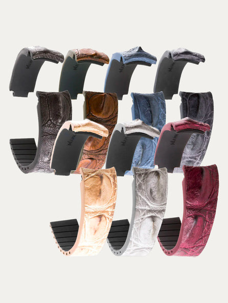 Rolex – Bracelet montre cuir R Strap – Alligator corné (noir, marron, bleu, gris, rouge, vert...)