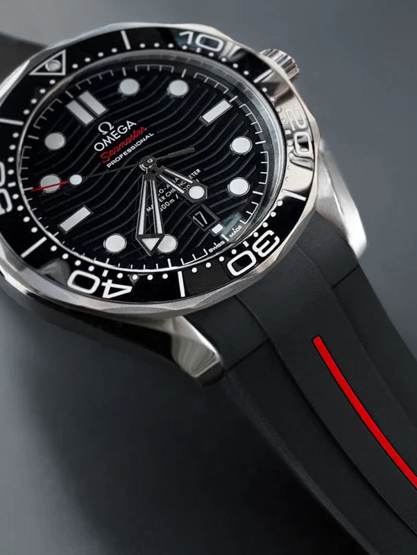Omega - Rubber B - Bracelet caoutchouc pour Seamaster 300 - Série boucle ardillon