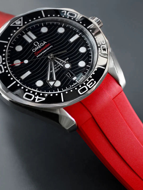 Omega - Rubber B - Bracelet caoutchouc pour Seamaster 300 - Série boucle ardillon