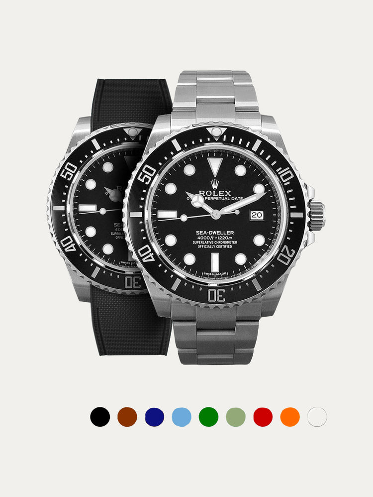 Rolex – R strap Premium - Bracelet-montre caoutchouc motif cordura pour Sea Dweller 4000, 40mm ceramique & boucle Glidelock