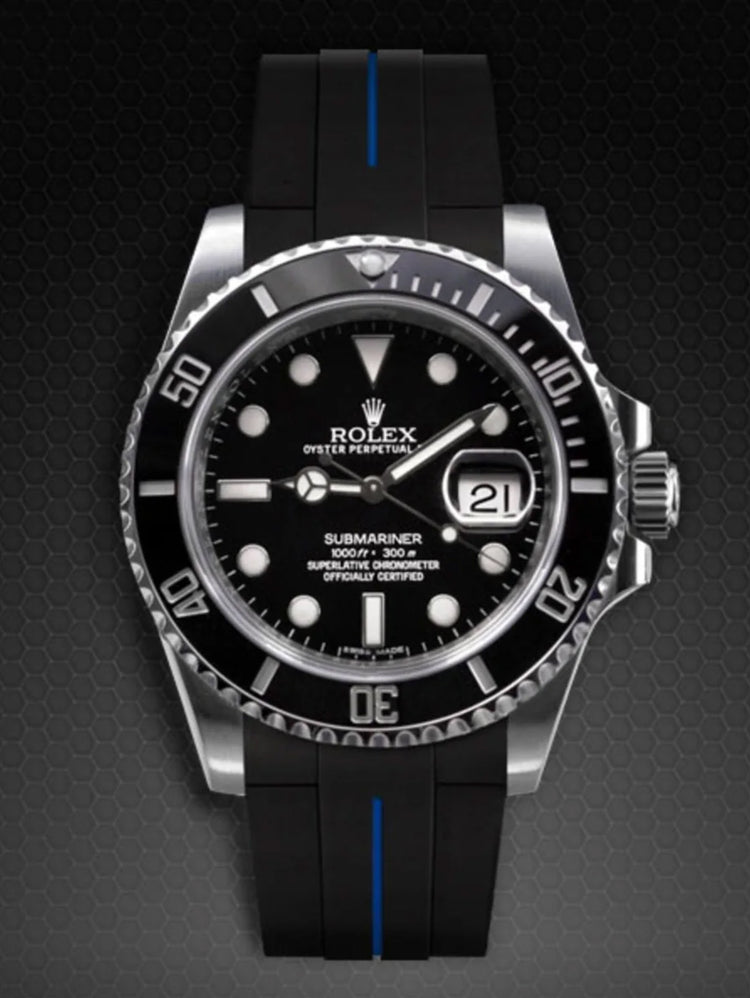 Rolex - Rubber B - Bracelet caoutchouc pour Submariner 40mm Ceramic - Série boucle ardillon