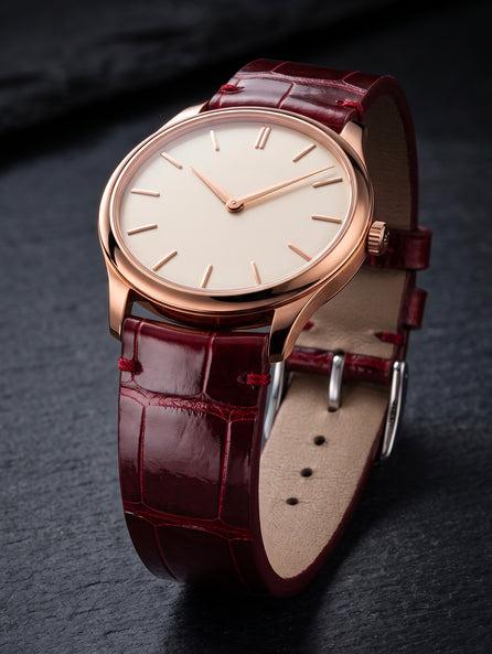 "Retro" leather watch strap – Glossy alligator