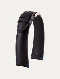 Black Calfskin watch strap with stop stitches