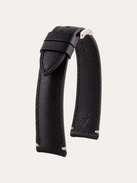 Black Calfskin watch strap with stop stitches