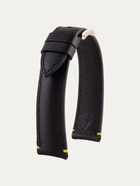Black Calfskin watch strap with stop stitches