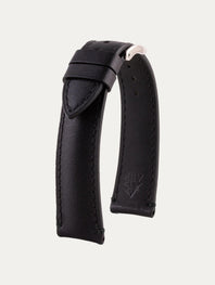 Black Calfskin watch strap with stop stitches