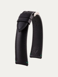 Black Calfskin watch strap with stop stitches